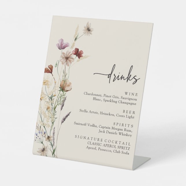 Expositor En L Rótulo Boho Wildflower Drink (Anverso)