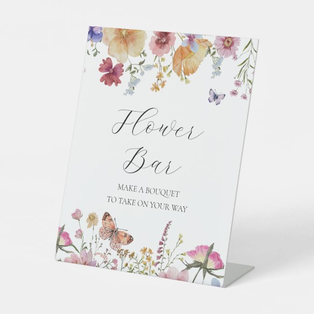 Expositor En L Rótulo Bouquet Bar de Flores y Mariposas (Anverso)