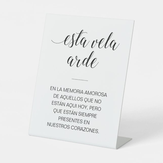 Expositor En L Rótulo conmemorativo Esta Vela Arde Boda en españo (Anverso)
