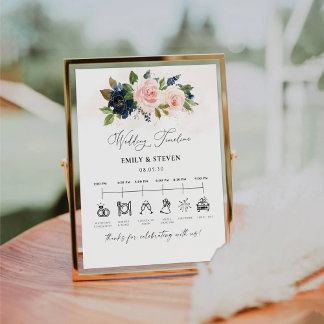 Expositor En L Rótulo cronológico de Boda floral rosa de la marin