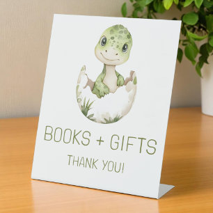 Expositor En L Rótulo de Baby Shower de Cute Dinosaur Books y Reg
