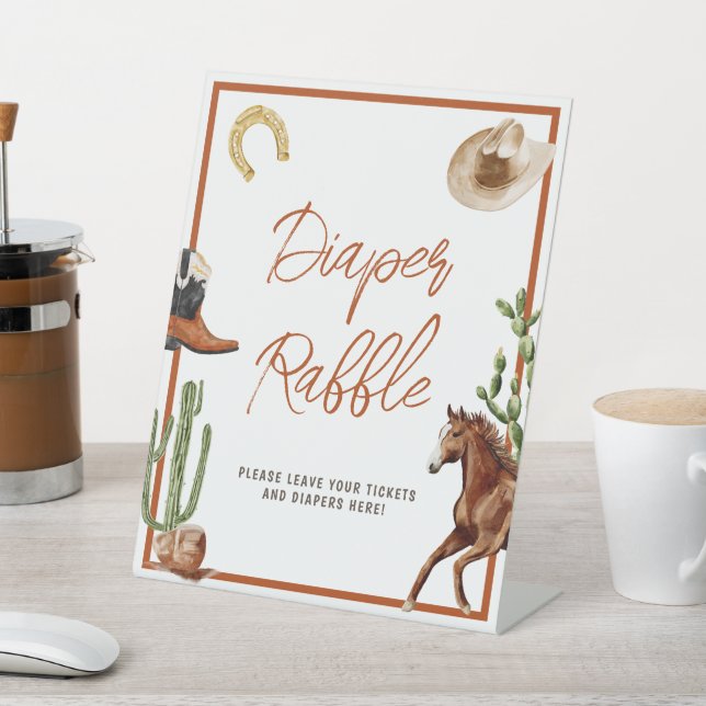 Expositor En L Rótulo de Baby Shower Diaper Raffle de Rodeo Occid (In Situ)