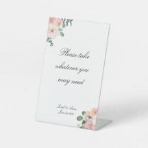 Rótulo de baño con flores rosadas personalizable