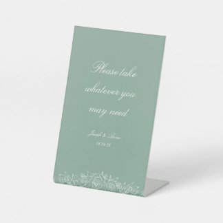 Expositor En L Rótulo de baño de personalizable en Sage Florals