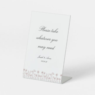 Expositor En L Rótulo de baño en flor silvestre rosa Rubor