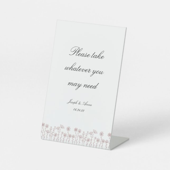 Expositor En L Rótulo de baño en flor silvestre rosa Rubor (Anverso)