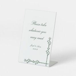 Expositor En L Rótulo de baño en las Florales verdes oscuras