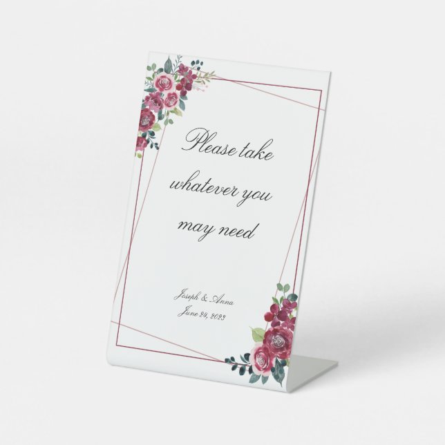 Expositor En L Rótulo de baño Rosa personalizable Caída (Anverso)