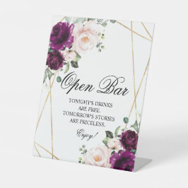 Expositor En L Rótulo de bar abierto rosa morado y Rubor rosa