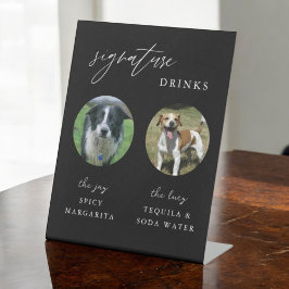 Expositor En L Rótulo de bar de cócteles con firma de perro Boda 