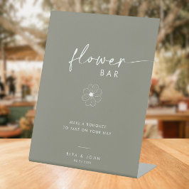 Expositor En L Rótulo de Boda de barra de flor de guión verde de 