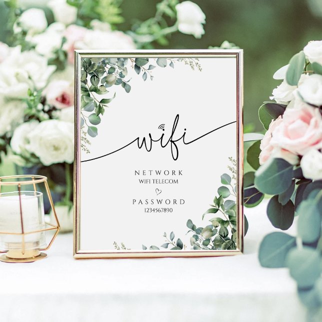 Expositor En L Rótulo de Boda de contraseñas WiFi moderno Eucalyp (Subido por el creador)