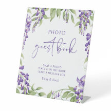 Rótulo de Boda de escritura floral morada del libr