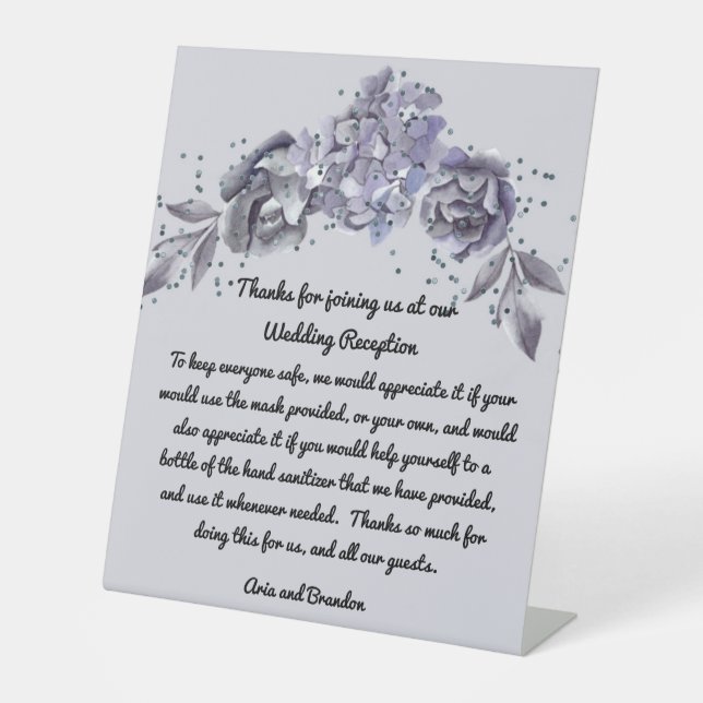 Expositor En L Rótulo de Boda de seguridad para máscaras y saniti (Anverso)