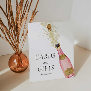 Expositor En L Rótulo de brunch rosado y tarjetas y regalos con b