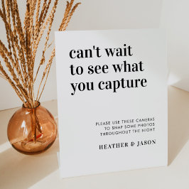 Expositor En L Rótulo de cámara desechable Boda moderno de negrit