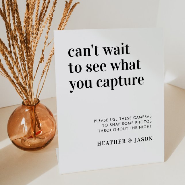 Expositor En L Rótulo de cámara desechable Boda moderno de negrit (Subido por el creador)