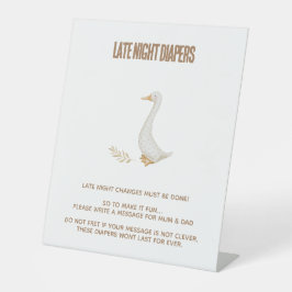 Expositor En L Rótulo de cambios nocturnos en Baby Shower Goose