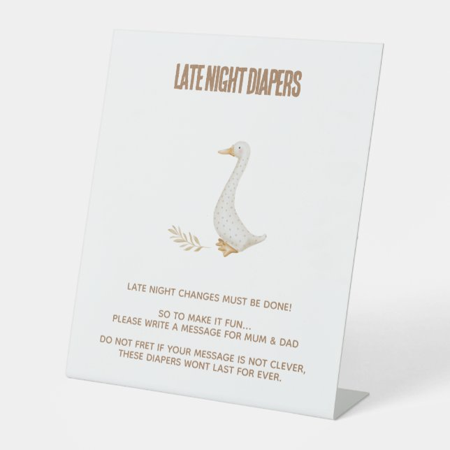 Expositor En L Rótulo de cambios nocturnos en Baby Shower Goose (Anverso)