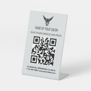 Expositor En L Rótulo de código QR de salón minimalista - Servici