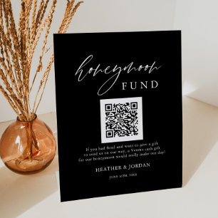 Expositor En L Rótulo de código QR de Wish de luna de miel negra