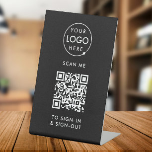 Expositor En L Rótulo de código QR   Logotipo de visitante de rec