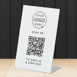 Expositor En L Rótulo de código QR Recepción de empleados visit