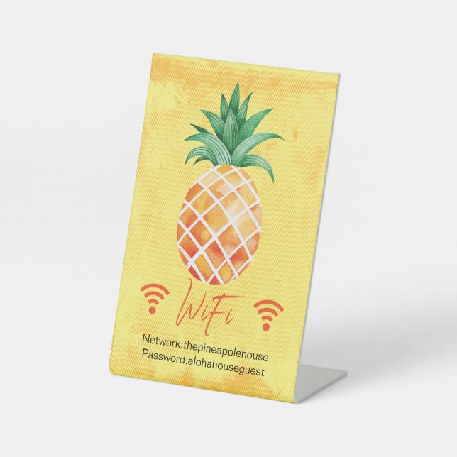 Expositor En L Rótulo de contraseña WIFI de Pineapple de alquiler (Anverso)