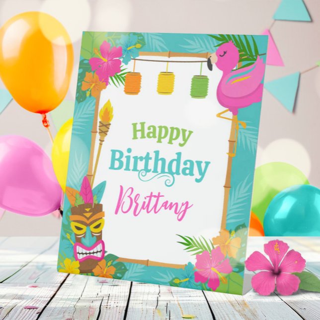 Expositor En L Rótulo de cumpleaños del verano tropical Luau (Subido por el creador)