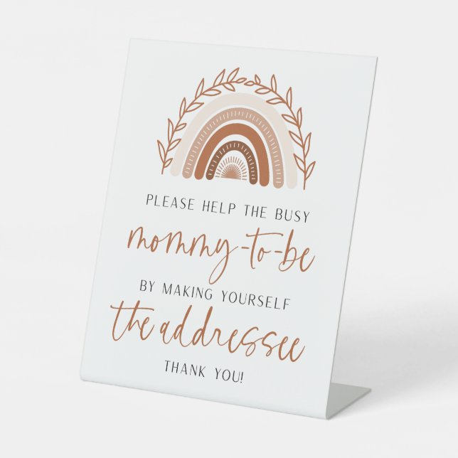 Expositor En L Rótulo de direcciones Baby Shower del arcoiris de  (Anverso)