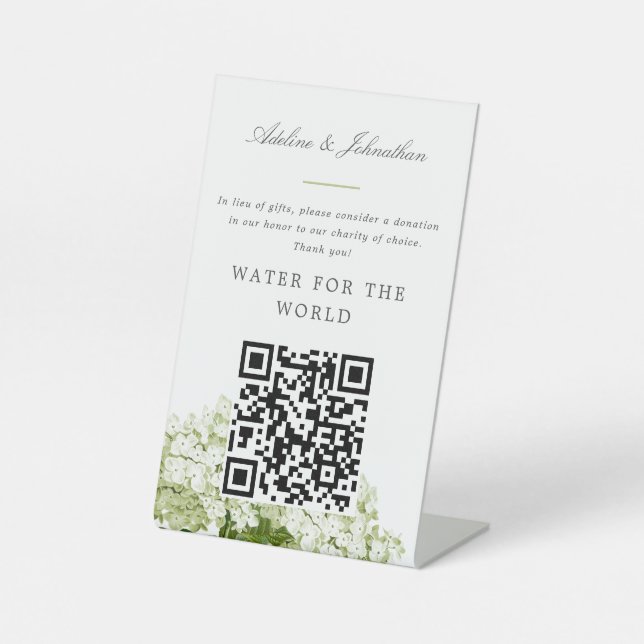 Expositor En L Rótulo de Donación de Caridad de Hidrangea Blanca (Anverso)