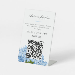 Expositor En L Rótulo de donación de caridad de Hydrangea Azul