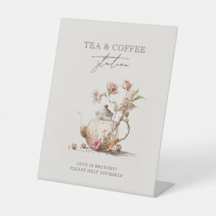 Expositor En L Rótulo de ducha marrón Fiesta de té acuarela