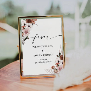 Expositor En L Rótulo de Favor de Ducha Bridal con Flor de Seda