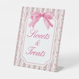 Expositor En L Rótulo de Fiesta de Bow Rosado Dulces y Tratamient
