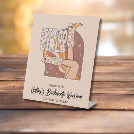 Expositor En L Rótulo de fondo de rodeo rosa Retro Pastel