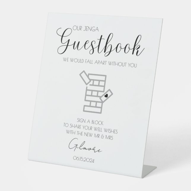 Expositor En L Rótulo de Guestbook Boda Jenga (Anverso)