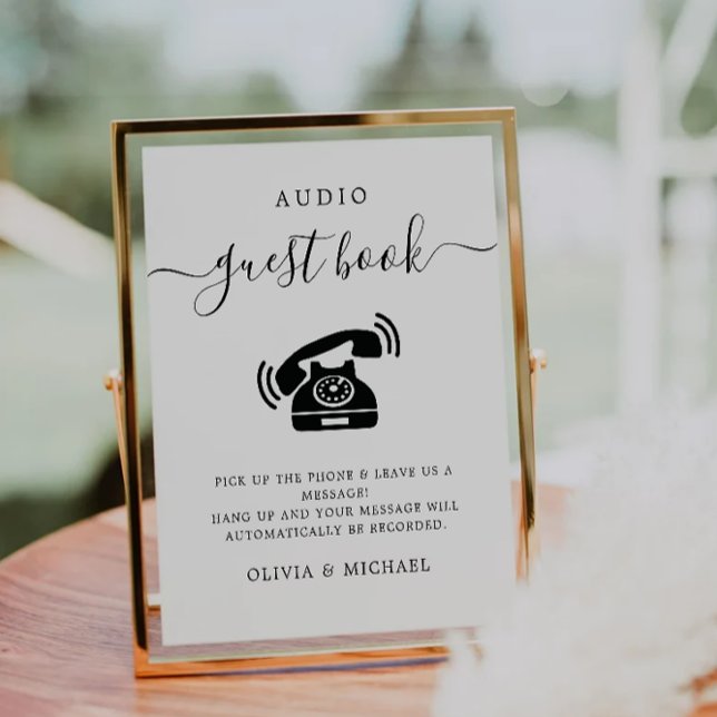 Expositor En L Rótulo de guía telefónica, Rótulo de Boda de audio (Telephone Guestbook Sign, Audio Wedding Sign)