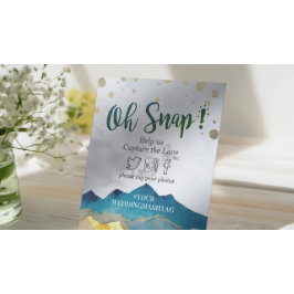 Expositor En L Rótulo de hackeo de Boda Watercolor Gold Mountain