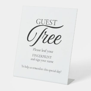 Expositor En L Rótulo de huellas dactilares de árbol de invitado
