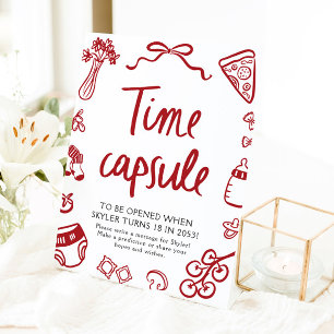 Expositor En L Rótulo de la cápsula de tiempo Baby Shower con man