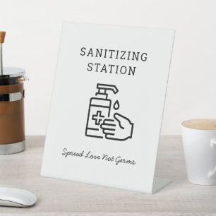 Expositor En L Rótulo de la estación de Sanitizer minimalista