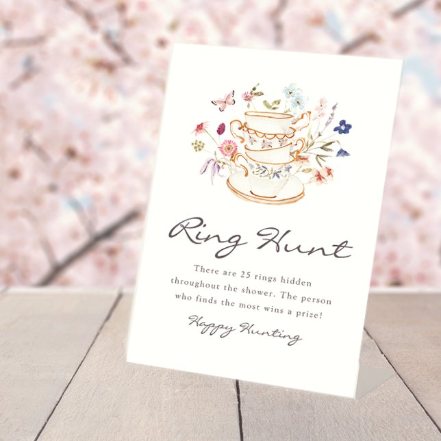 Expositor En L Rótulo de la novia Ring Hunt (Wildflower Tea Party Ring Hunt Bridal Sign by Painted Paperie
)