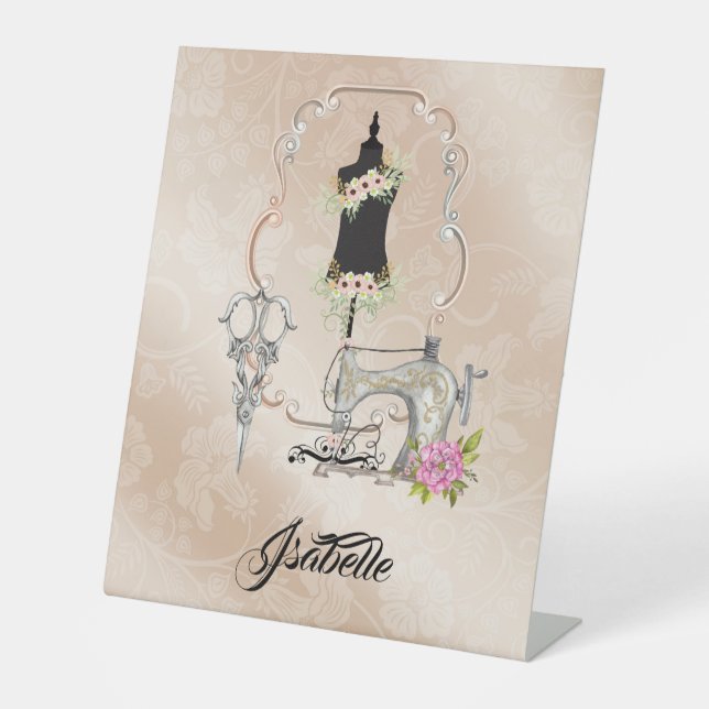 Expositor En L Rótulo de la tabla Seamstress (Anverso)