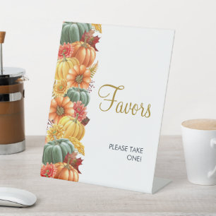 Expositor En L Rótulo de la Tabletop de calabaza floral otoño fav