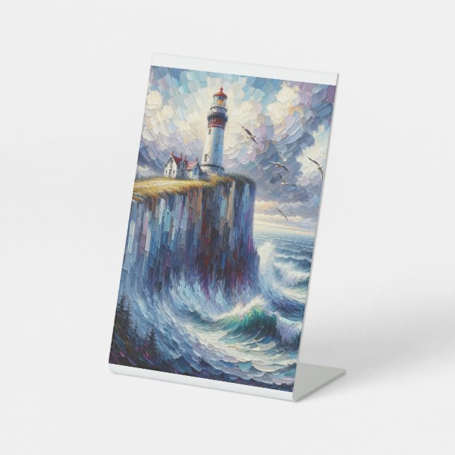 Expositor En L Rótulo de la tabletop del faro oceánico (Anverso)