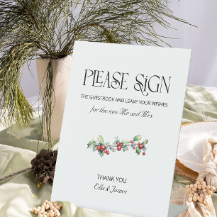 Expositor En L Rótulo de libros para invitados de Winter Wedding