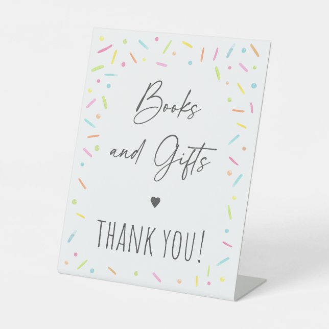 Expositor En L Rótulo de libros y regalos con el arcoiris (Anverso)