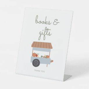 Expositor En L Rótulo de libros y regalos cultivados localmente e