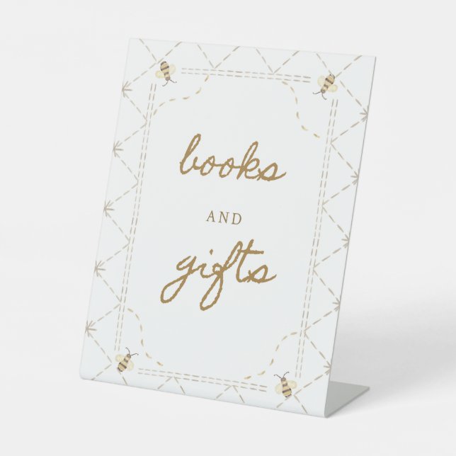 Expositor En L Rótulo de libros y regalos de Baby Shower de Honey (Anverso)